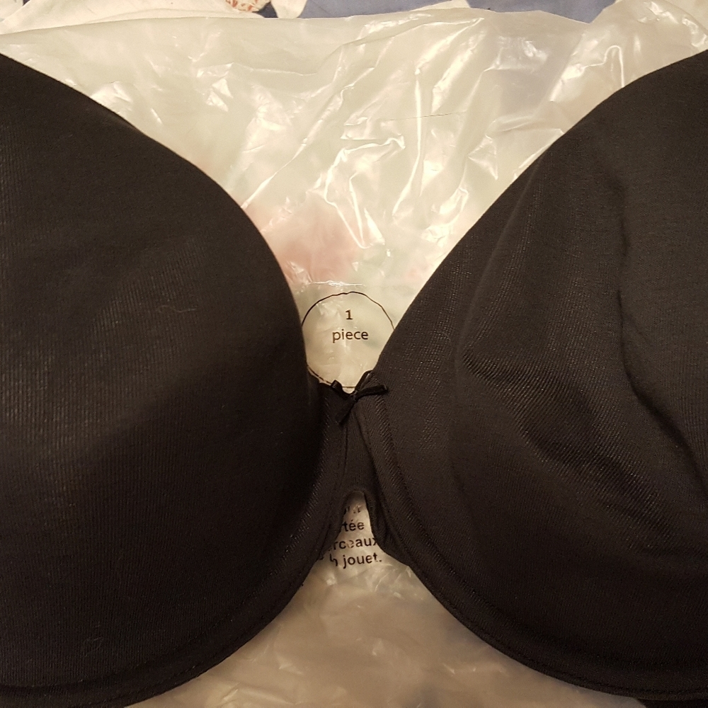 Cacique Lane Bryant cotton tshirt bra, 40DDD black